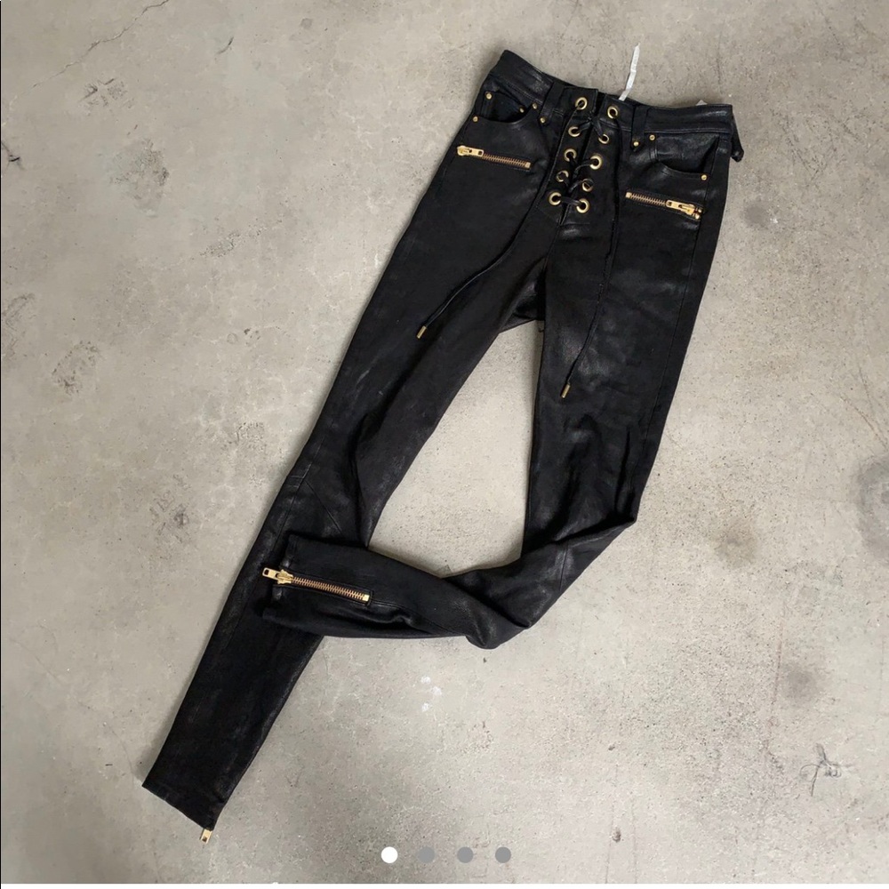 Are You Am I Dalem Leather Laceup Skinny Pants